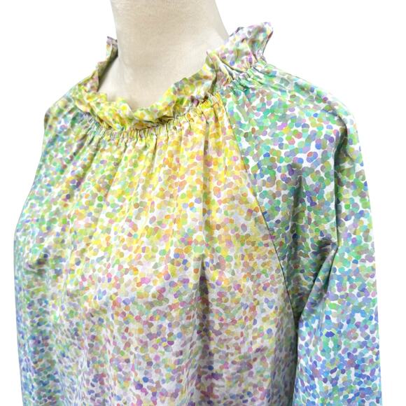 Cynthia Rowley Confetti Dot Print 100% Poplin Cotton Long Sleeve Shift Dress - Picture 9 of 16